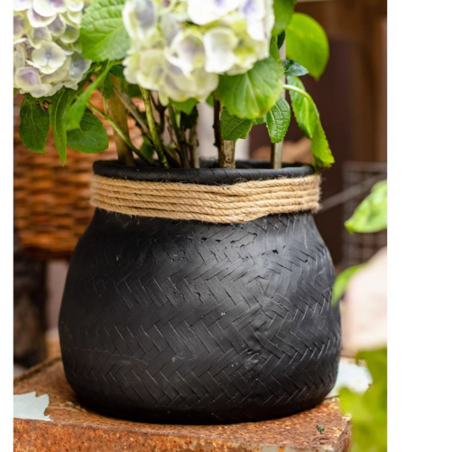 Faux Bamboo Woven Cement Planter LOW AVAILABILITY