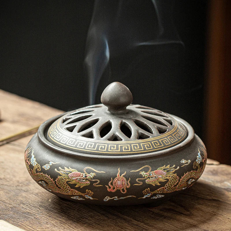 Ceramic Enamel Lotus Incense Burner