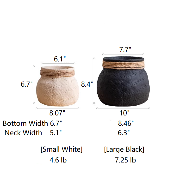 Faux Bamboo Woven Cement Planter  LOW AVAILABILITY