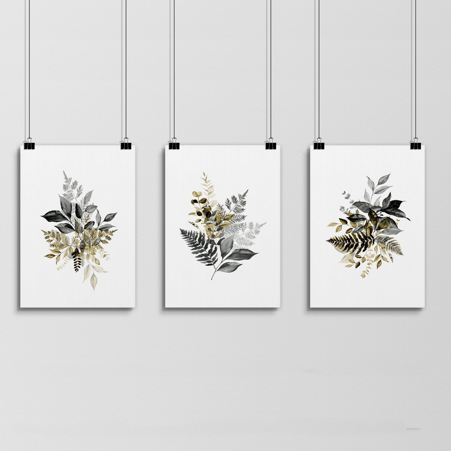 Grey paintings for bedroom | set of 3 wall art prints