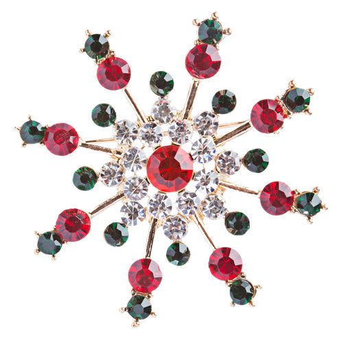 Christmas Jewelry Crystal Rhinestone Colorful Snowflake Charm Brooch LOW AVAILABILITY